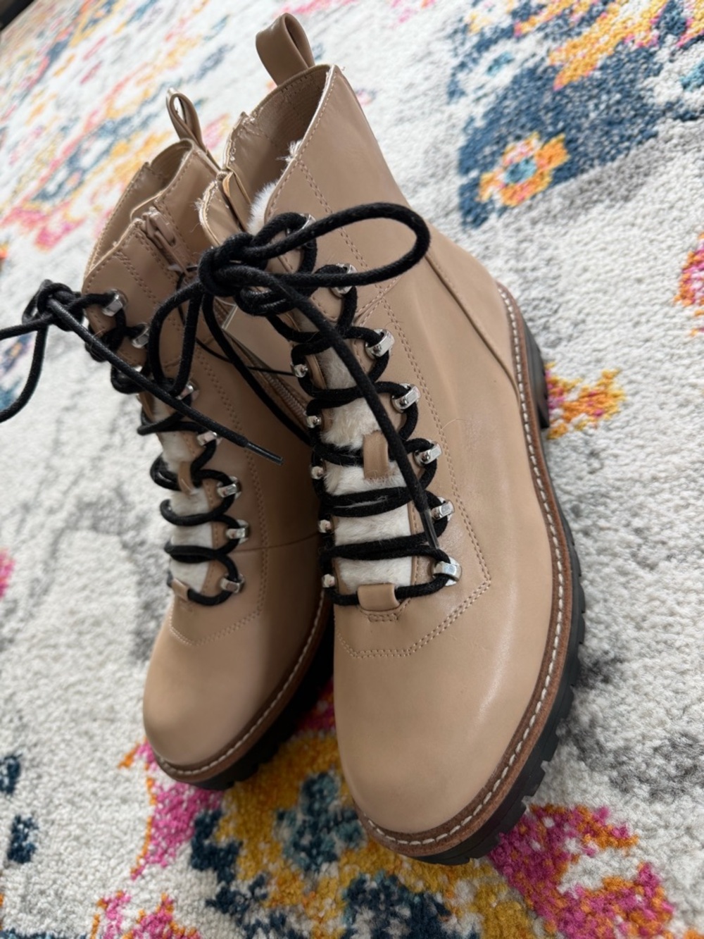 Memory Foam A New Day Leighton Taupe Women’s Hiking Boots Faux Fur NWT Size 8 - Picture 5 of 7